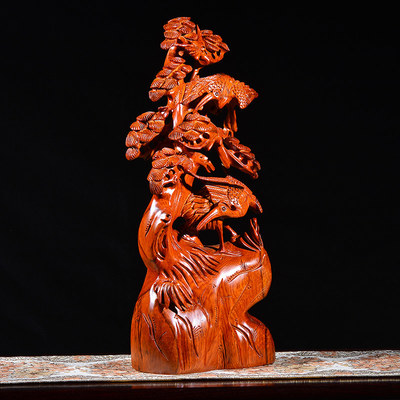 花梨木木雕《松鶴延年》 客廳雅致裝飾的匠心之選